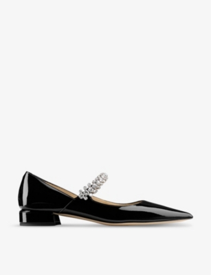 JIMMY CHOO: Bing 25 crystal-embellished patent-leather flats