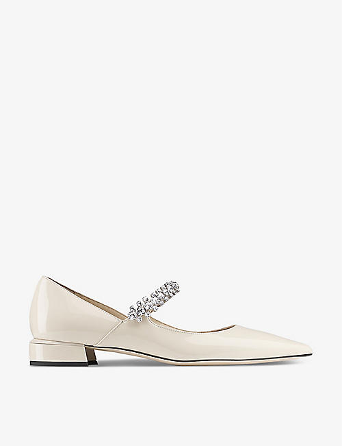 JIMMY CHOO: Bing 25 crystal-embellished patent-leather flats