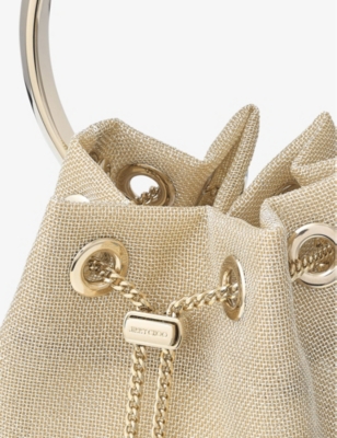 Jimmy Choo Womens  Bon Bon Metallic-mesh Top-handle Bag In Champagne/light Gold