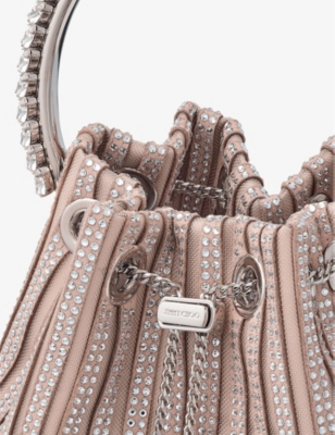 Shop Jimmy Choo Bon Bon Crystal-embellished Suede Top-handle Bag In Macaron Mix