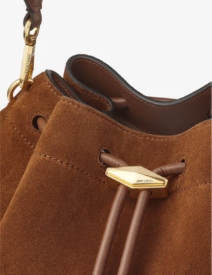 Jimmy Choo Womens Tan/gold Cinch Suede Shoulder Bag In Tan/gold