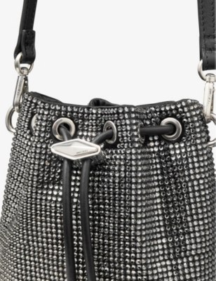 Jimmy Choo Cinch Mini Bucket Bag In Black/antique Silver