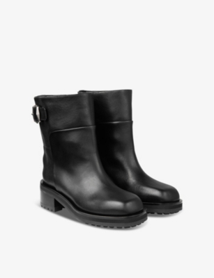 Brooklyn buckle-embellished heeled leather calf boots