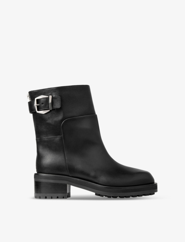 Brooklyn buckle-embellished heeled leather calf boots
