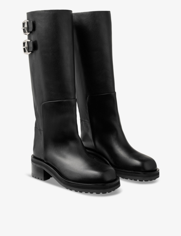 Brooklyn buckle-embellished heeled leather knee-high boots