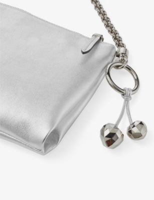 Shop Jimmy Choo Womens Callie Mini Leather Clutch Bag Silver/silver