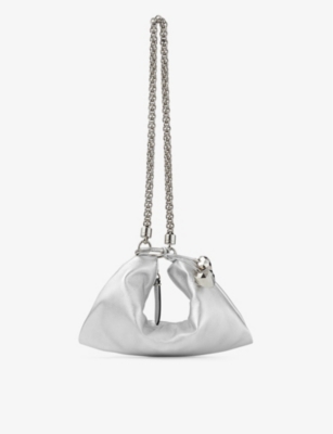 Shop Jimmy Choo Women's Silver/silver Callie Mini Leather Clutch Bag