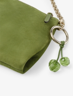 Shop Jimmy Choo Women's Matcha/light Gold Callie Mini Suede Clutch Bag