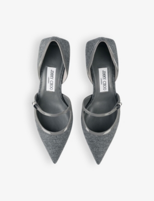 JIMMY CHOO WOMENS STORM/STORM CAROLYN 60 FLANNEL AND PATENT-LEATHER COURTS 