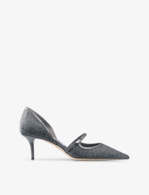 JIMMY CHOO WOMENS STORM/STORM CAROLYN 60 FLANNEL AND PATENT-LEATHER COURTS 