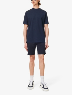 Shop Arne Men's Navy Luxe Brand-embroidered Stretch-jersey T-shirt