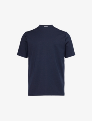 Shop Arne Men's Navy Luxe Brand-embroidered Stretch-jersey T-shirt