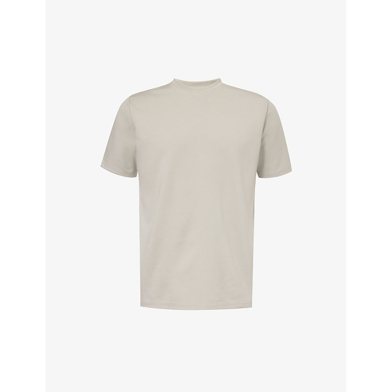 Shop Arne Men's Stone Luxe Brand-embroidered Stretch-jersey T-shirt