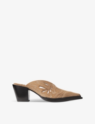 JIMMY CHOO: Cece patterned suede heeled mules
