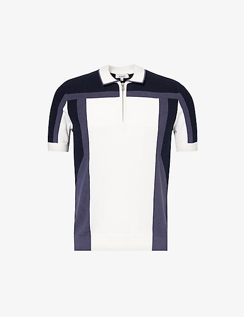 ARNE: Colour-block ribbed cotton-knit polo shirt