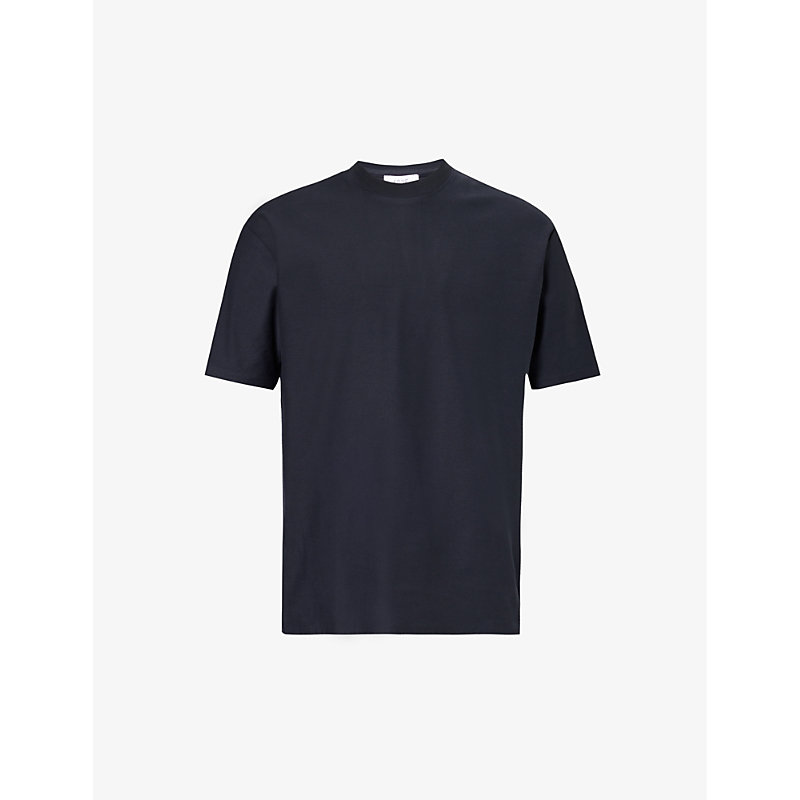 Shop Arne Men's Navy Crewneck Relaxed-fit Short-sleeved Cotton T-shirt