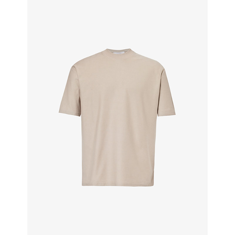 Shop Arne Men's Stone Crewneck Relaxed-fit Short-sleeved Cotton T-shirt