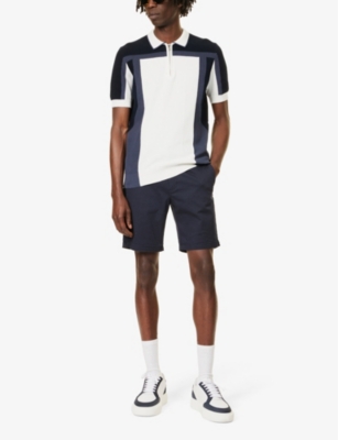 Shop Arne Men's Navy Tailored Mid-rise Stretch-cotton Shorts