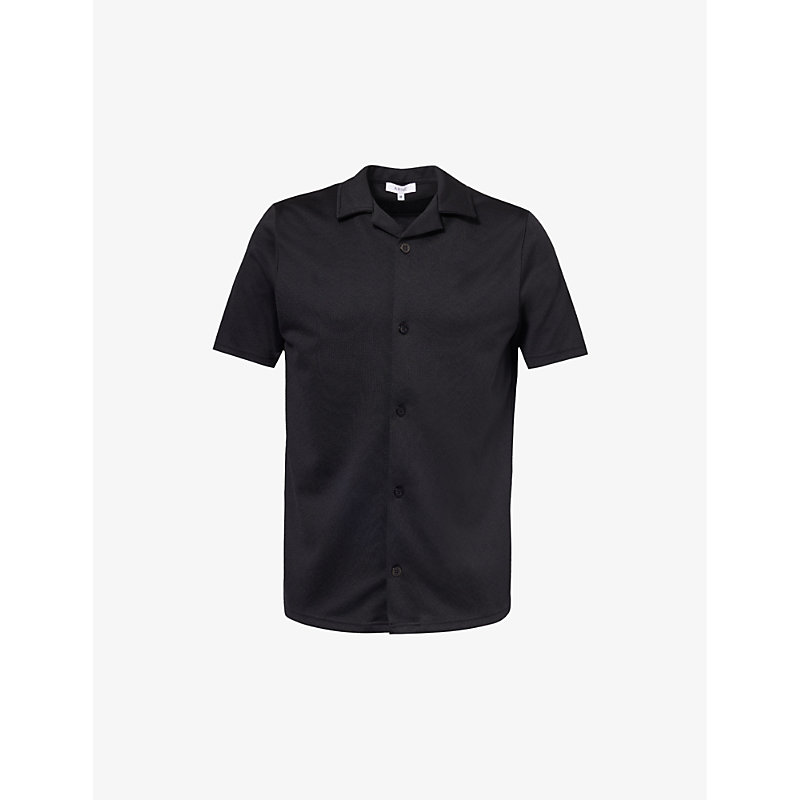 Shop Arne Men's Black Chevron-textured Relaxed-fit Stretch-woven Shirt