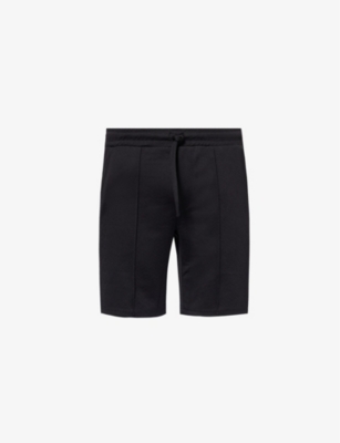 Shop Arne Men's Black Textured Elasticated-waistband Woven-blend Shorts