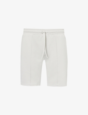 Shop Arne Mens Mid Grey Textured Elasticated-waistband Woven-blend Shorts