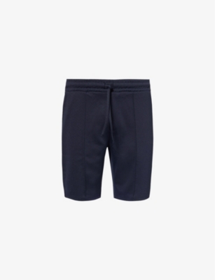 Shop Arne Men's Navy Textured Elasticated-waistband Woven-blend Shorts