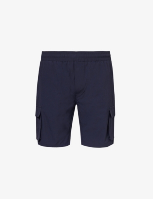 Shop Arne Men's Navy Drawstring-waist Stretch-woven Cargo Shorts