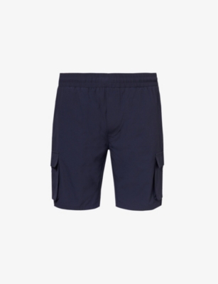 Shop Arne Mens Vy Drawstring-waist Stretch-woven Cargo Shorts In Navy