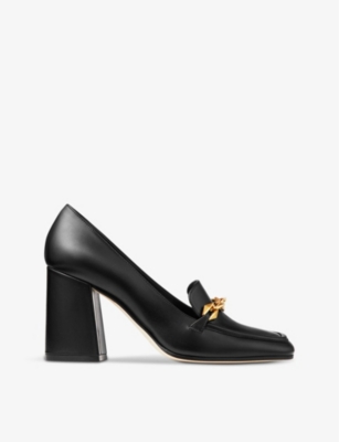 JIMMY CHOO: Diamond Tilda leather heeled loafers