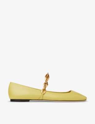 Shop Jimmy Choo Women's Sunbleached Yellow Diamond Tilda Leather Loafers