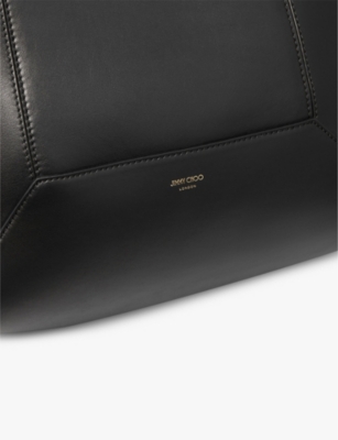 Jimmy Choo Womens Diamond Logo-embossed Medium Leather Tote Bag Black In Black