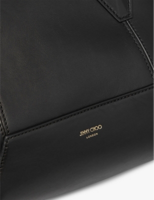 Jimmy Choo Womens Diamond Logo-embossed Leather Tote Bag Black In Black