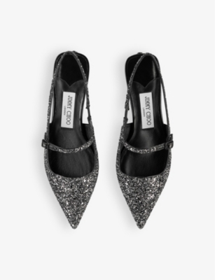 Jimmy Choo Sparkling 45mm Pointed Toe Slingback Pumps In Silver/black/black