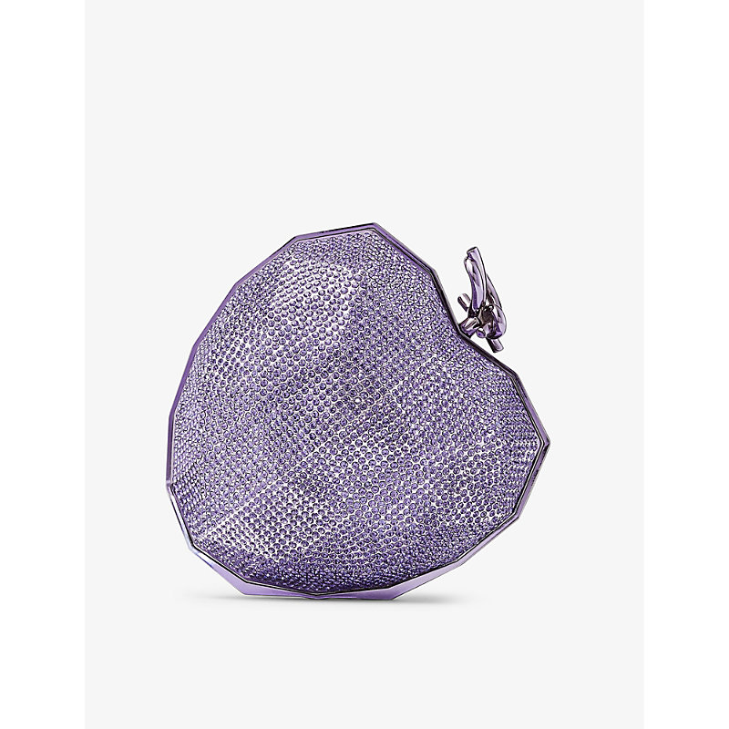 Jimmy Choo Womens Tanzanite Faceted Heart-shaped Lucite Clutch Bag