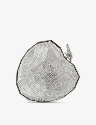 Shop Jimmy Choo Women's Silver Faceted Heart-shaped Lucite Clutch Bag