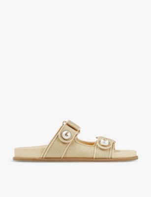 Shop Jimmy Choo Women's Tural/tural Fayence Pearl-embellished Woven Sandals In Natural/natural