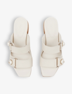 Shop Jimmy Choo Women's Latte Fayence Wedge 95 Leather Heeled Sandals