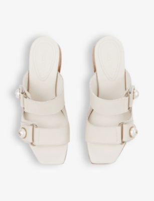 JIMMY CHOO: Fayence Wedge 95 Leather Heeled Sandals