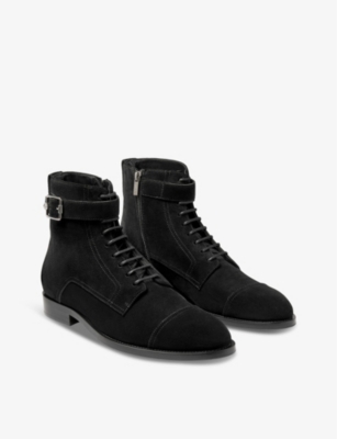 Finnion lace-up velvet-suede ankle boots