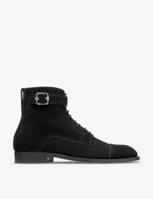 Jimmy Choo Womens Black Finnion Lace-up Velvet-suede Ankle Boots In Black