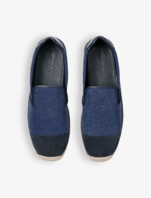 Shop Jimmy Choo Mens Ivan Slip-on Canvas And Suede Espadrilles Navy Mix