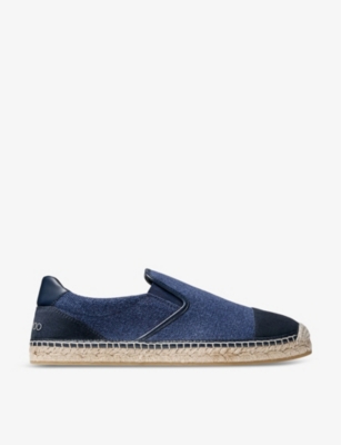 Shop Jimmy Choo Men's Vy Mix Ivan Slip-on Canvas And Suede Espadrilles In Navy Mix