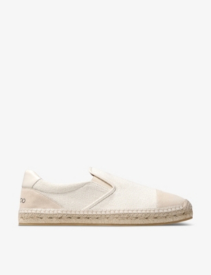 JIMMY CHOO: Ivan slip-on canvas and suede espadrilles