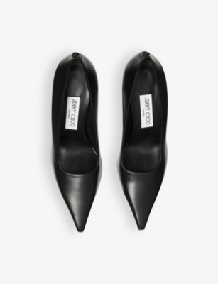JIMMY CHOO: Ixia 80 logo-embellished leather heeled courts