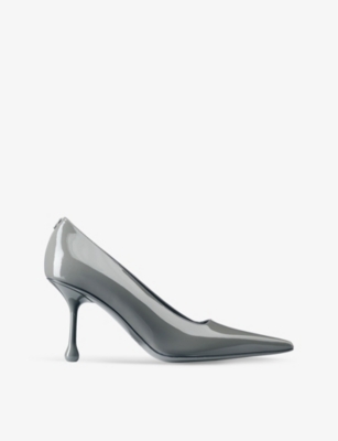 Jimmy Choo Womens Storm Ixia 80 Logo-embellished Patent-leather Heeled Courts In Storm