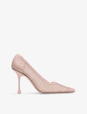 JIMMY CHOO: Ixia 95 pointed-toe mesh heeled courts