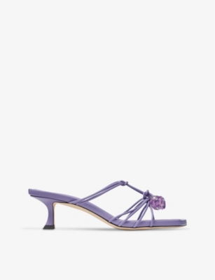 Shop Jimmy Choo Womens Tanzanite Jemma Strappy Leather Mules