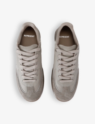 Shop Represent Men's Taupe Virtus Leather Low-top Trainers