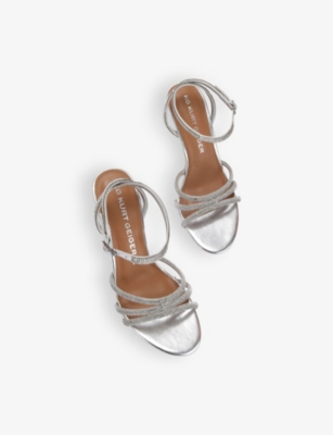 Kg Kurt Geiger Womens Silver Fancy Rhinestone-embellished Faux-leather Heeled Sandals In Silver