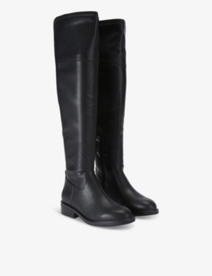 Kg Kurt Geiger Womens  Tisha Flat Faux-leather Knee-high Boots In Black